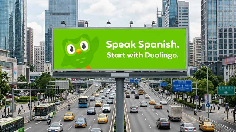 Duo, a brand mascot, on billboard