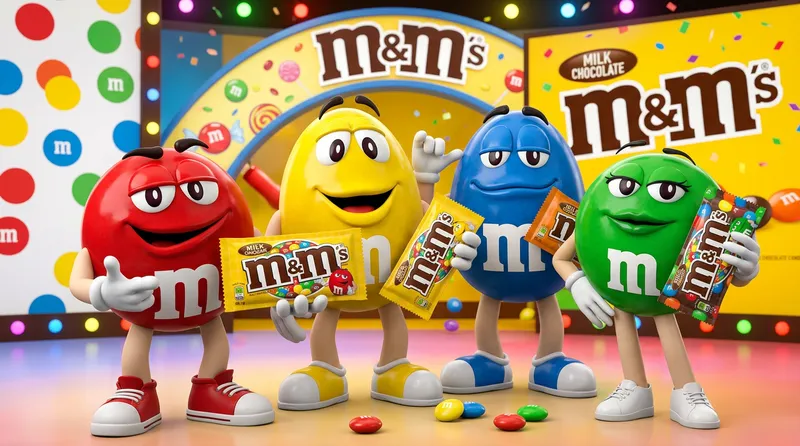 M&M's Spokescandies, as brand mascot, in an ad