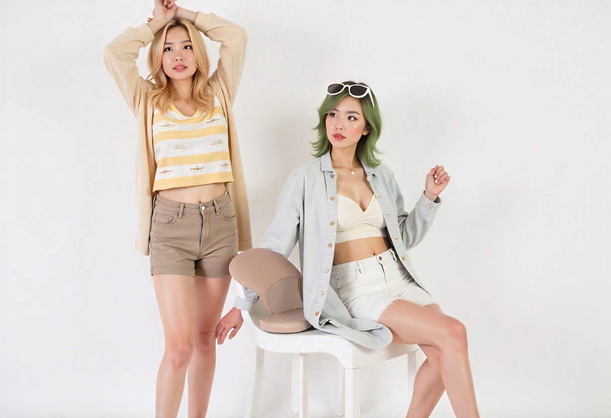 two female Asian ai generated fashion models