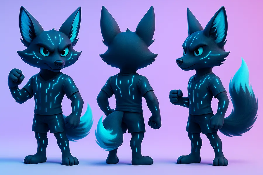 Neon Cyber Fox as Sports Mascots Ideas 