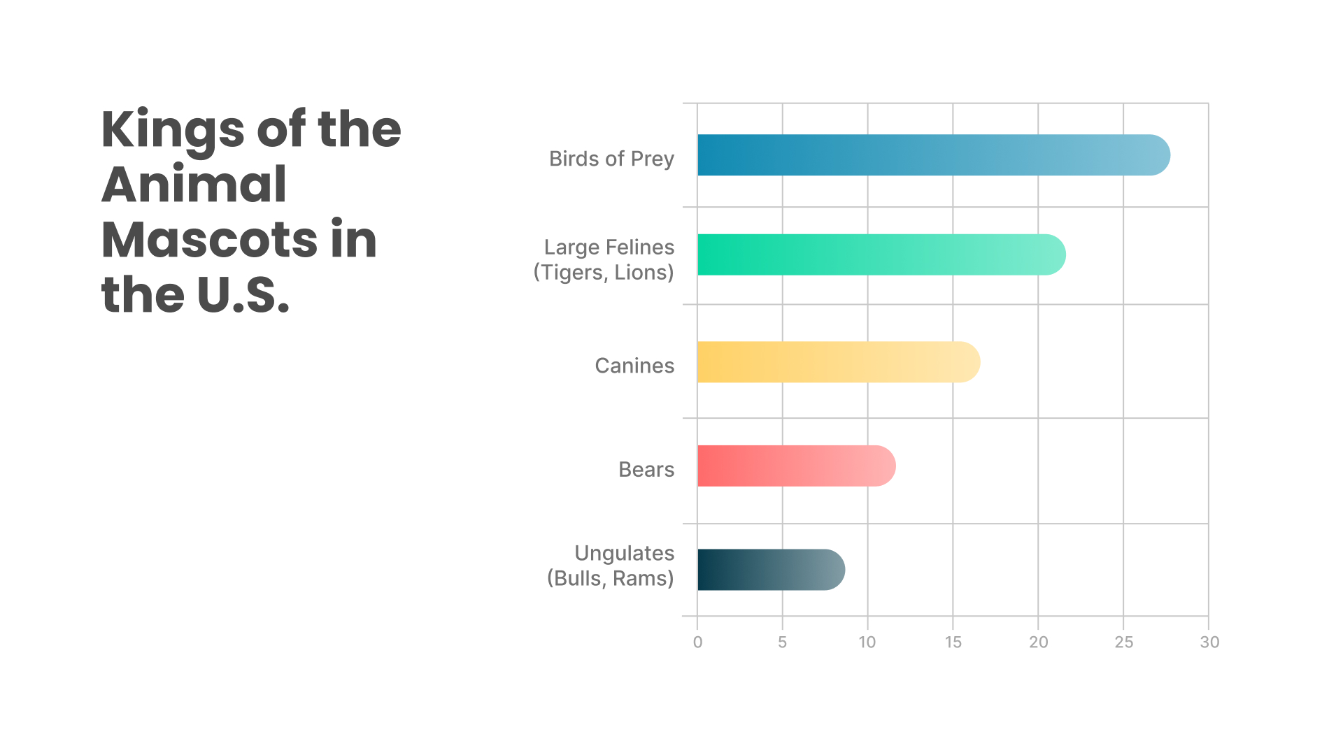 Infographics of animal Sports Mascot Ideas in the U.S.