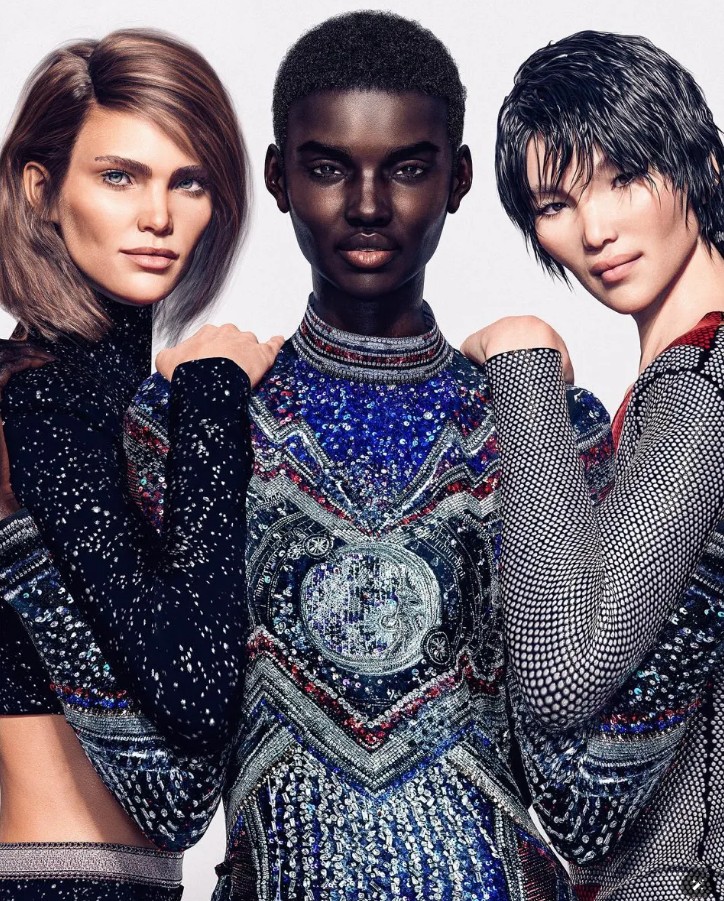 Fashion Brands Using AI Models like Shuda Gram, Margot and Zhi in Balmain Ad