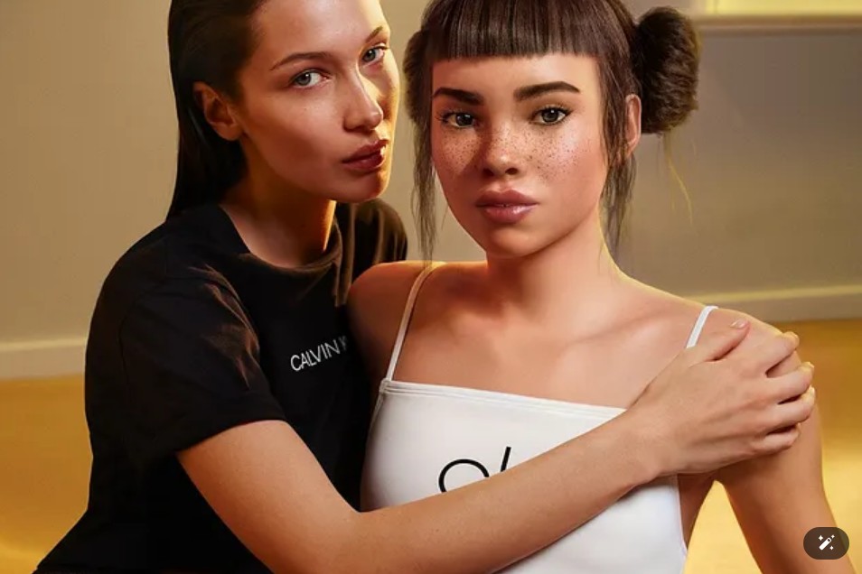 Fashion Brands Using AI Models like Lil Miquela with Bella Hadid in Calvin Klein ad 