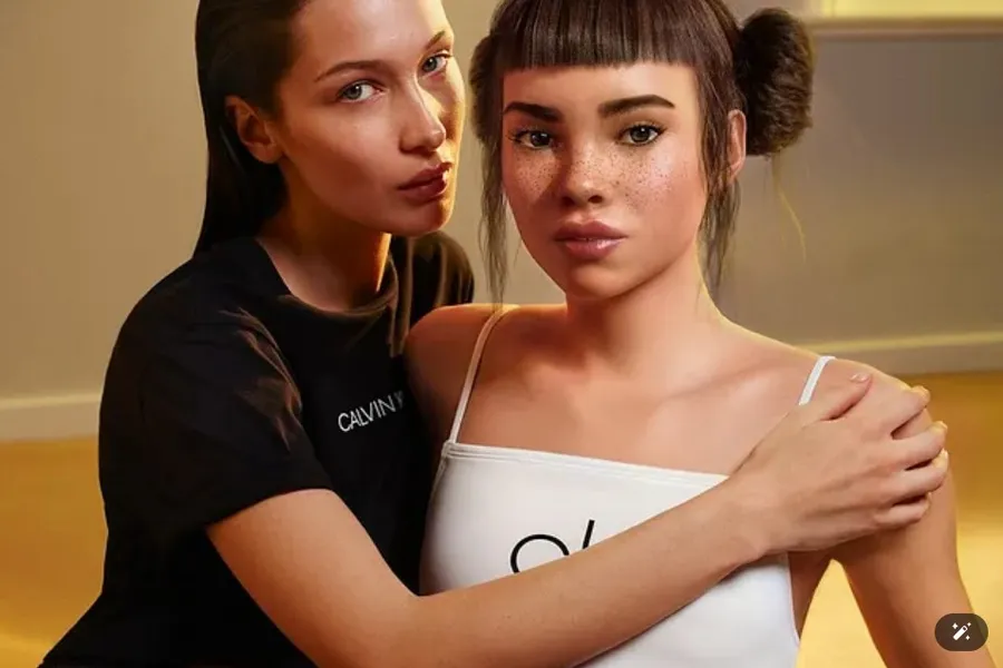 Fashion Brands Using AI Models like Lil Miquela with Bella Hadid in Calvin Klein ad