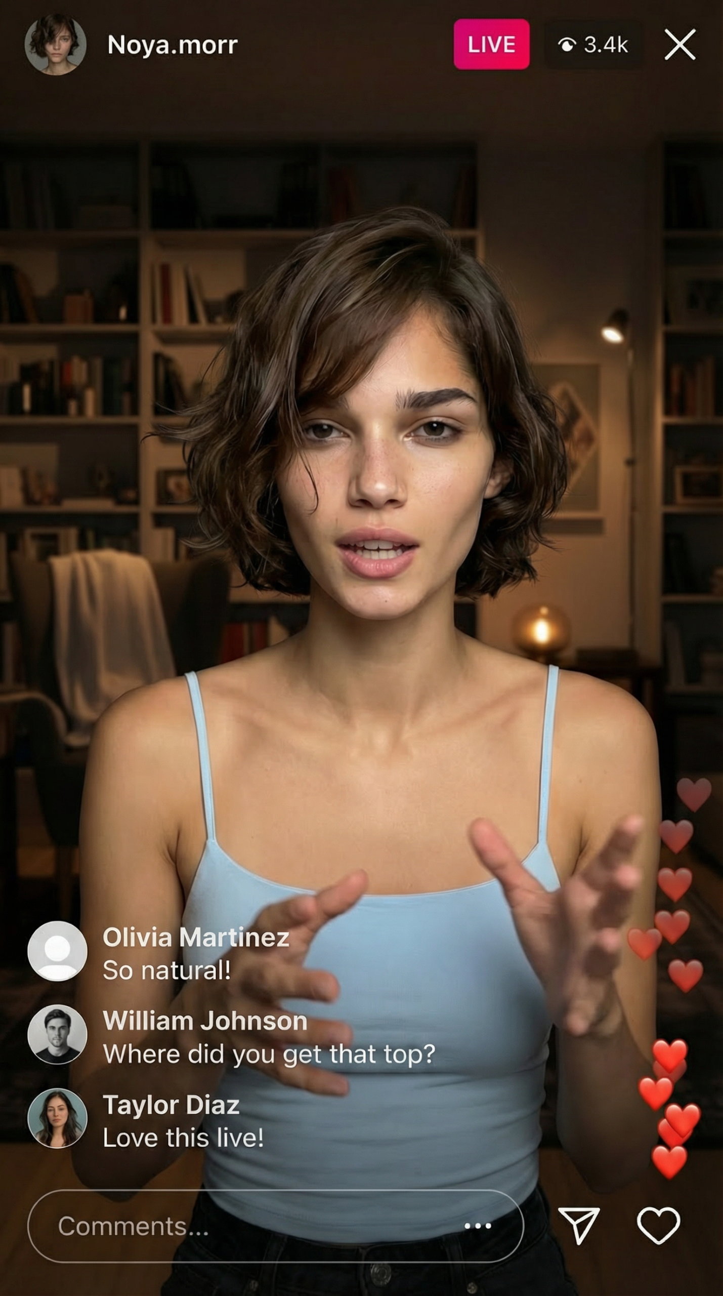 Noya, the female ai model created by dream farm agency, talking to followers in a TikTok post