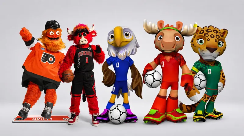Gritty, benny the bull, mapple, zayu and clutch, brand mascot examples from sports industry