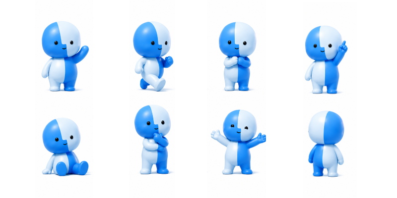 Apple’s mascot Little Finder Guy in multiple poses, an example of brand mascots in tech