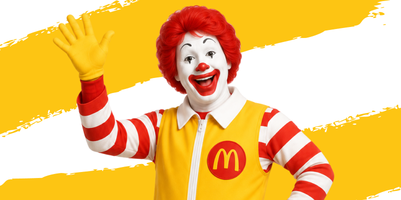 ronald mcdonald mascot of McDonalds