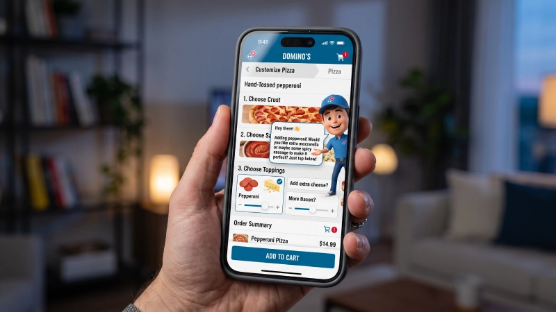 Dom helps people order pizza