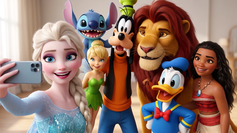 Disney symbols take a selfie