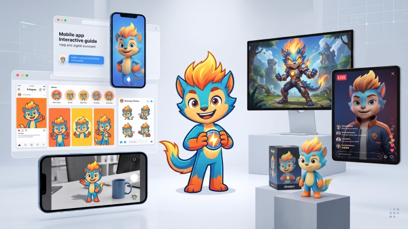 a mascot appearance changes according to different platforms specifications